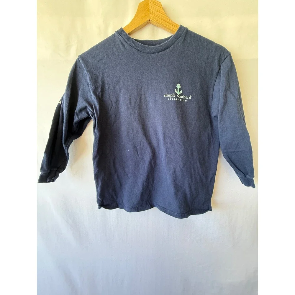Simply Southern Kids Navy‎ Blue Hope Anchors The Soul Long Sleeve Tee Shirt YM